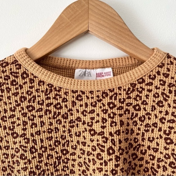 Zara Girls Animal Print Waffle Knit Sweater 4-5 Years - Picture 2 of 9